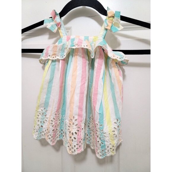 Baby Girls Striped Sundress With Bow Straps 3-6 Months Colorful Pastel Design 10 - Picture 2 of 9